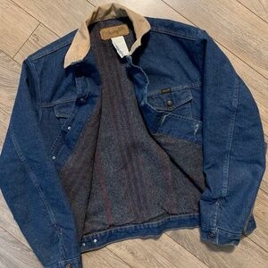 Wrangler Blue Denim Jacket with Tan Collar